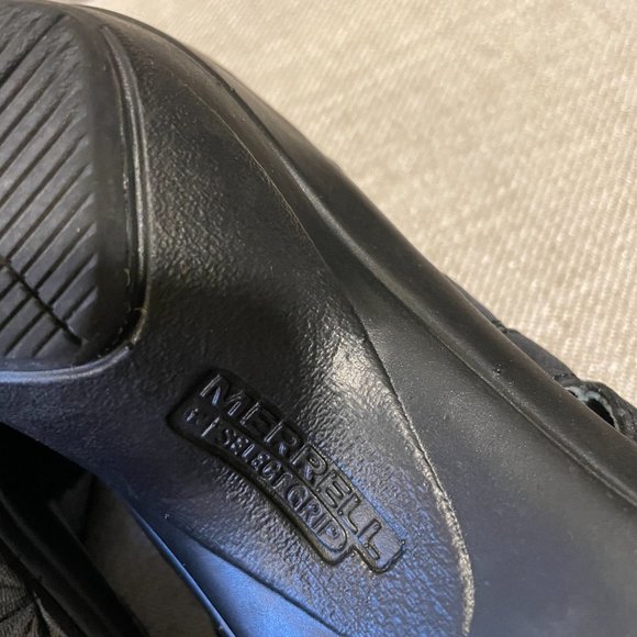 MERRELL "Veranda" Wedge Ankle Strap Sandal, Black Leather - 10 - Picture 5 of 14